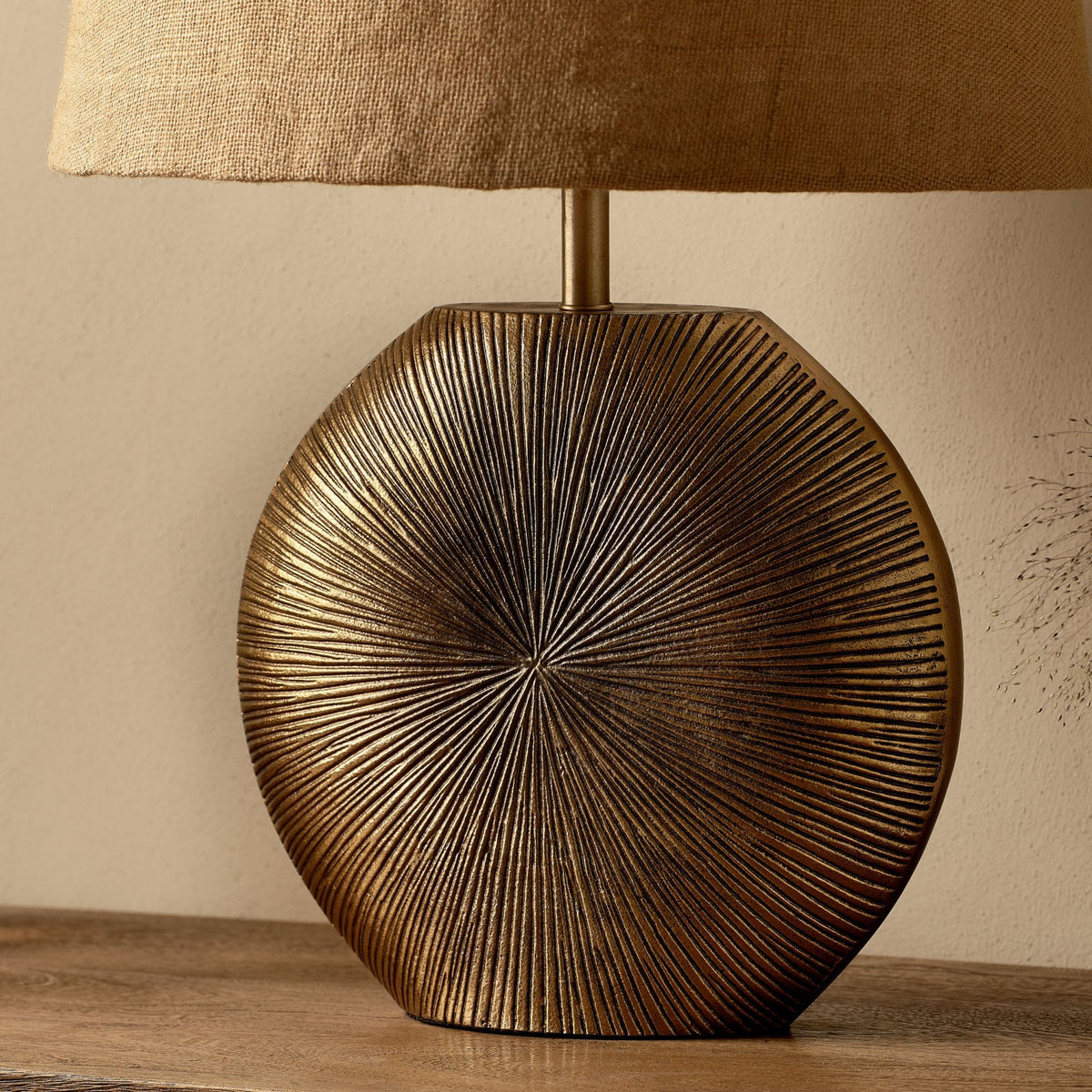 Ramvas Etched Table Lamp in Antique Brass