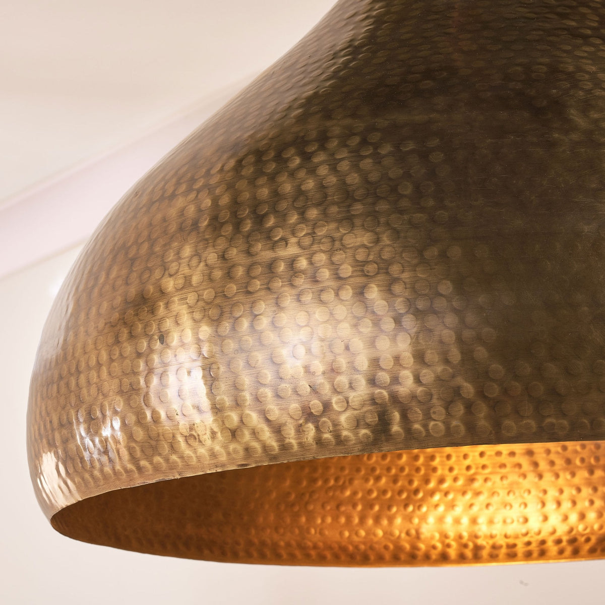 Quinn Statement Single Drop Large Hammered Metal Pendant in Antique Brass