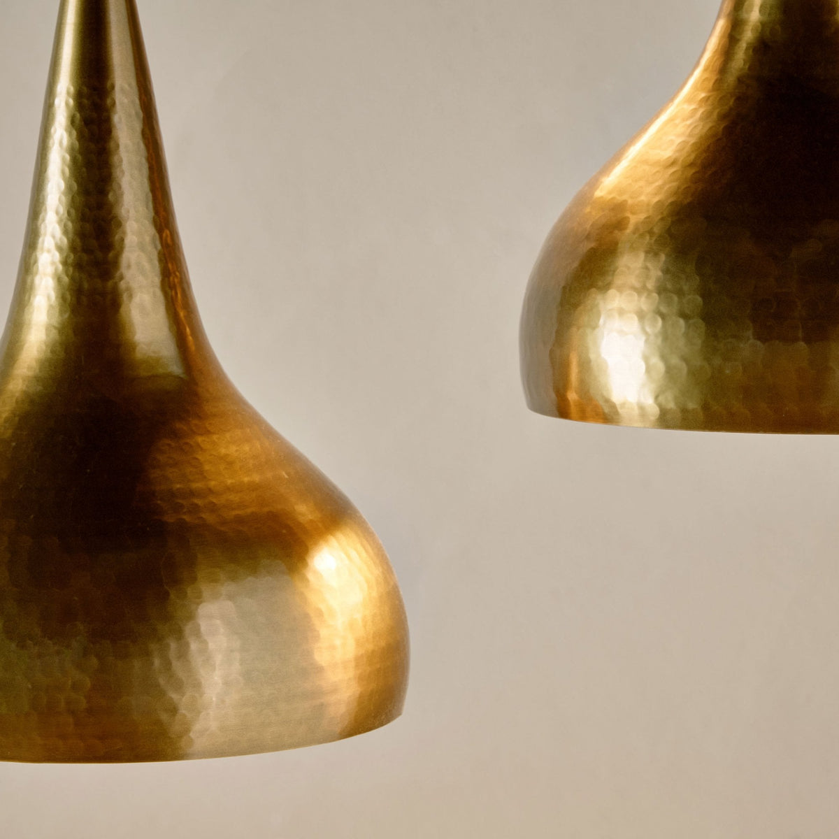 Quinn Triple Drop Hammered Metal Cluster Pendant in Antique Brass