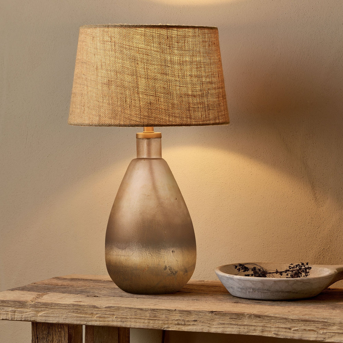Palla Recycled Glass Table Lamp in Rustic Smoke