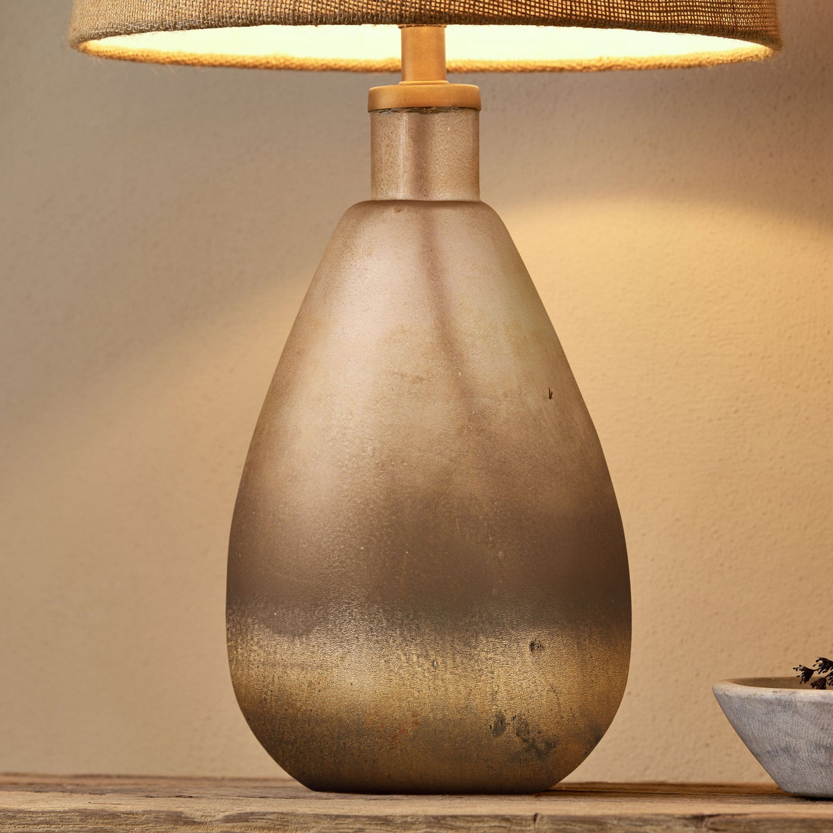Palla Recycled Glass Table Lamp in Rustic Smoke