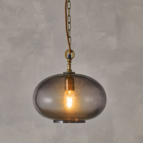 Otoro Small Round Recycled Smoke Glass Pendant