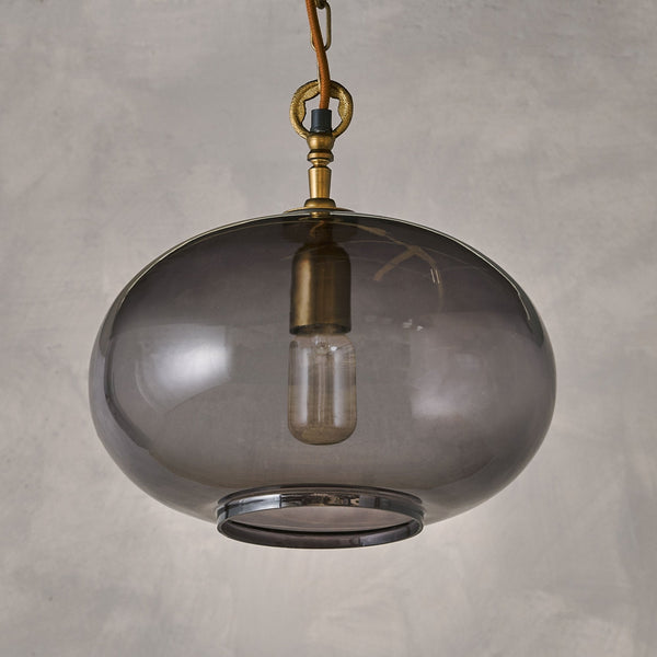 Otoro Small Round Recycled Smoke Glass Pendant