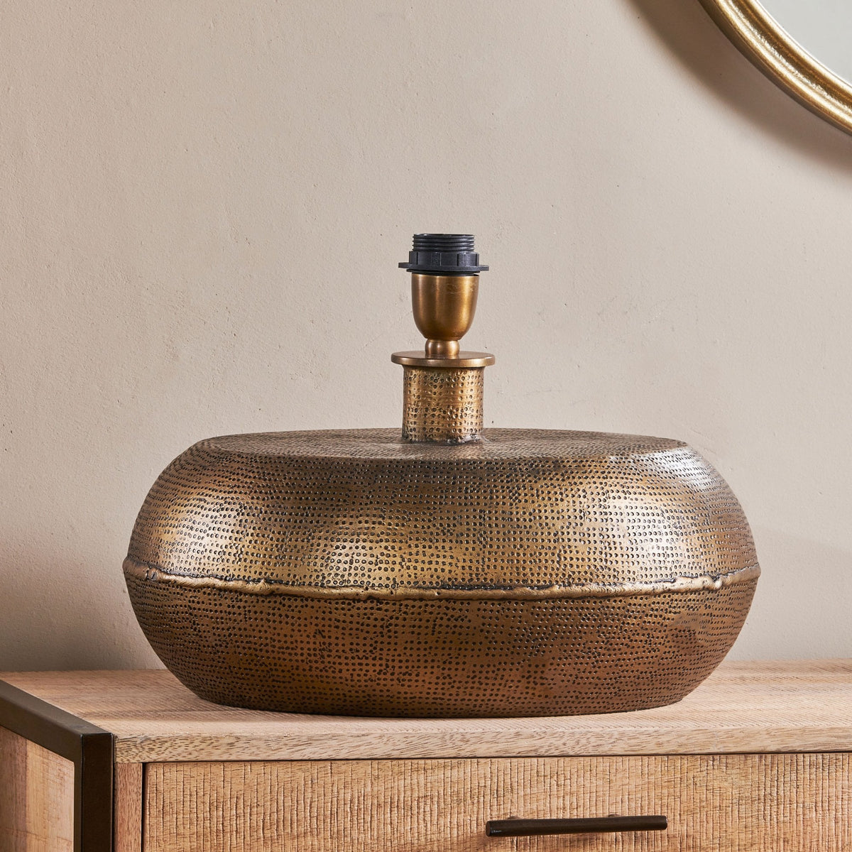 Lumbu Large Table Lamp Base In Textured Antique Brass