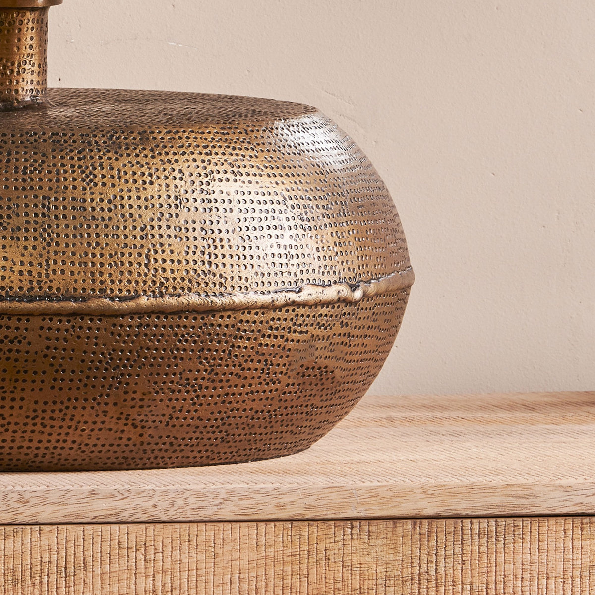 Lumbu Large Table Lamp Base In Textured Antique Brass