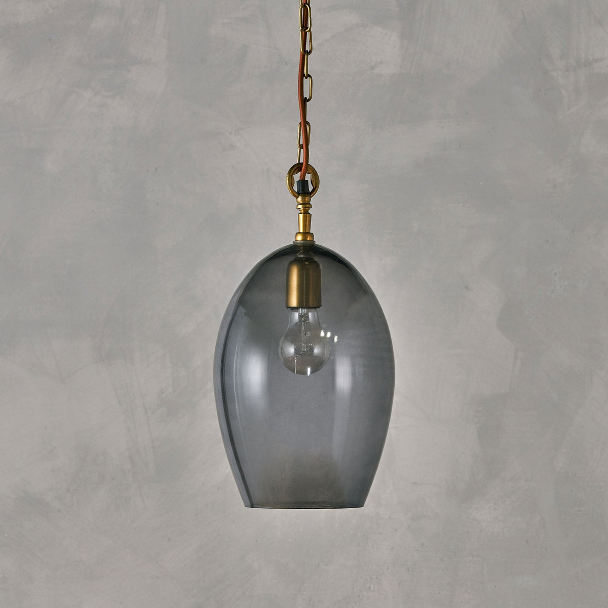 Otoro Small Oval Recycled Smoke Glass Pendant
