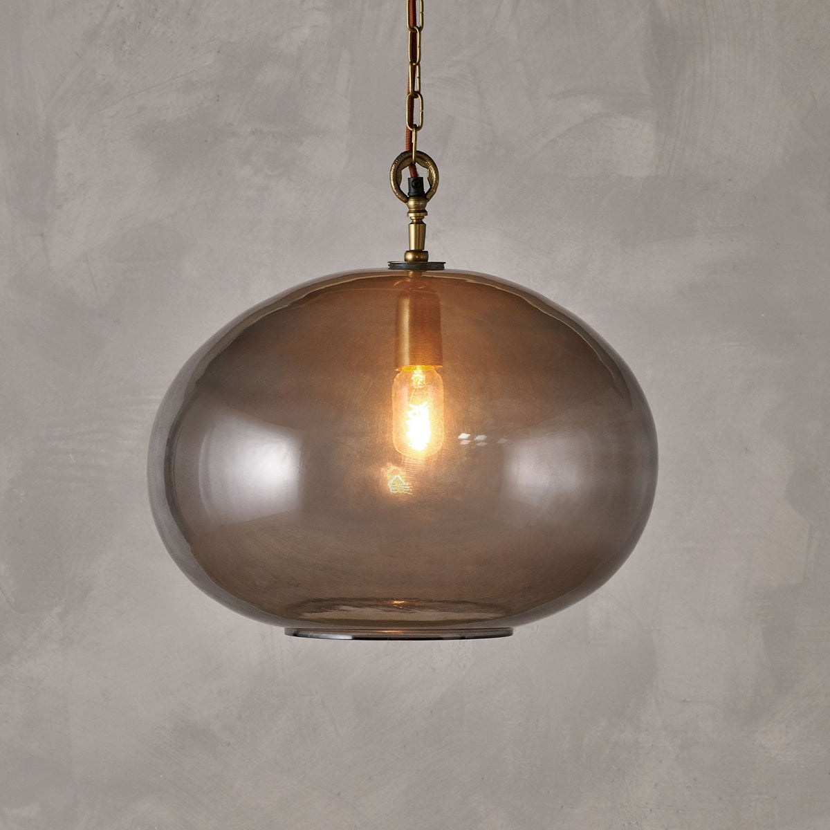 Otoro Large Round Recycled Smoke Glass Pendant