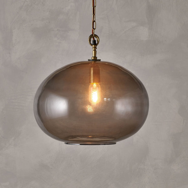 Otoro Large Round Recycled Smoke Glass Pendant