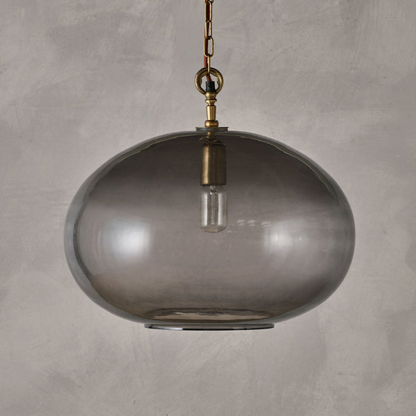 Otoro Large Round Recycled Smoke Glass Pendant