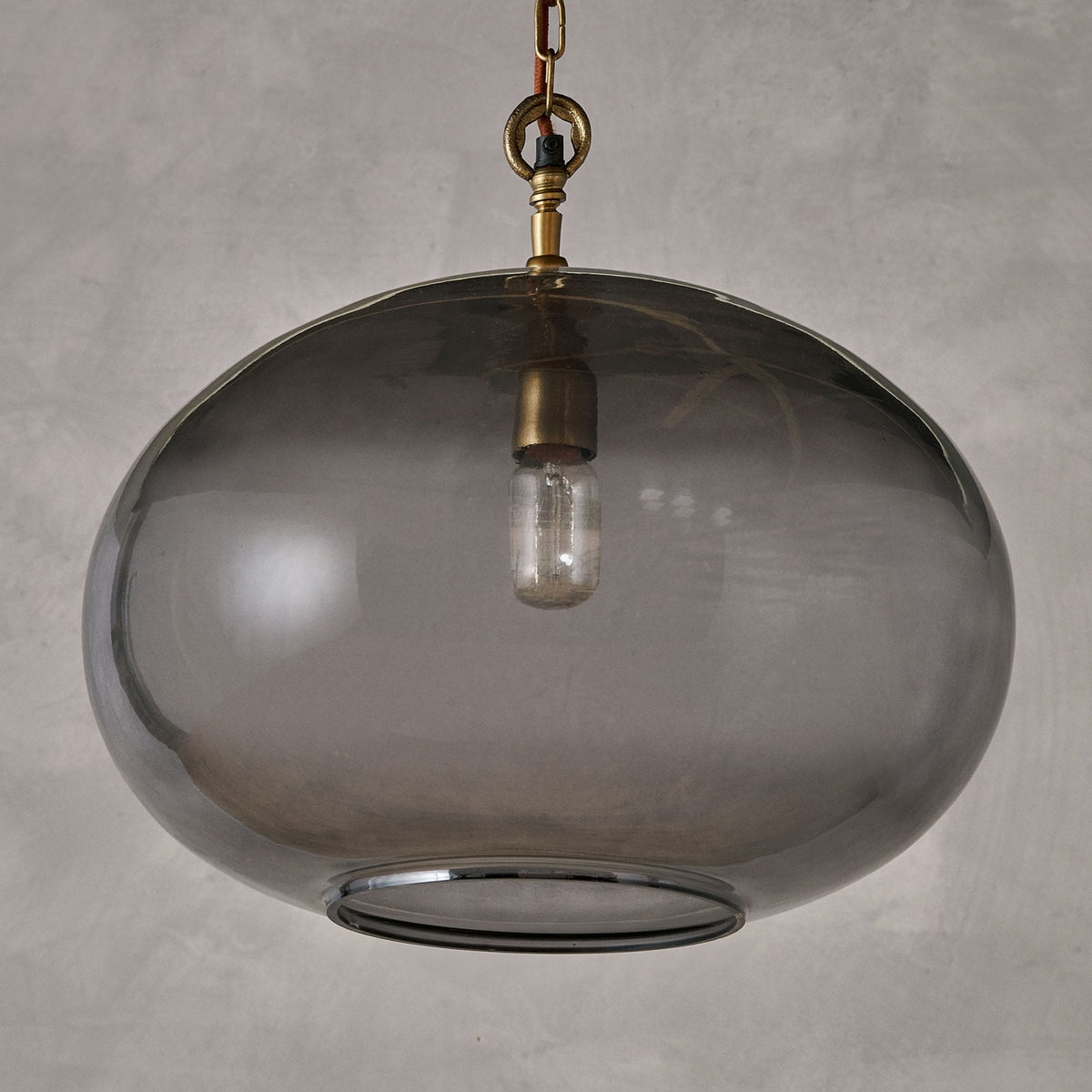 Otoro Large Round Recycled Smoke Glass Pendant