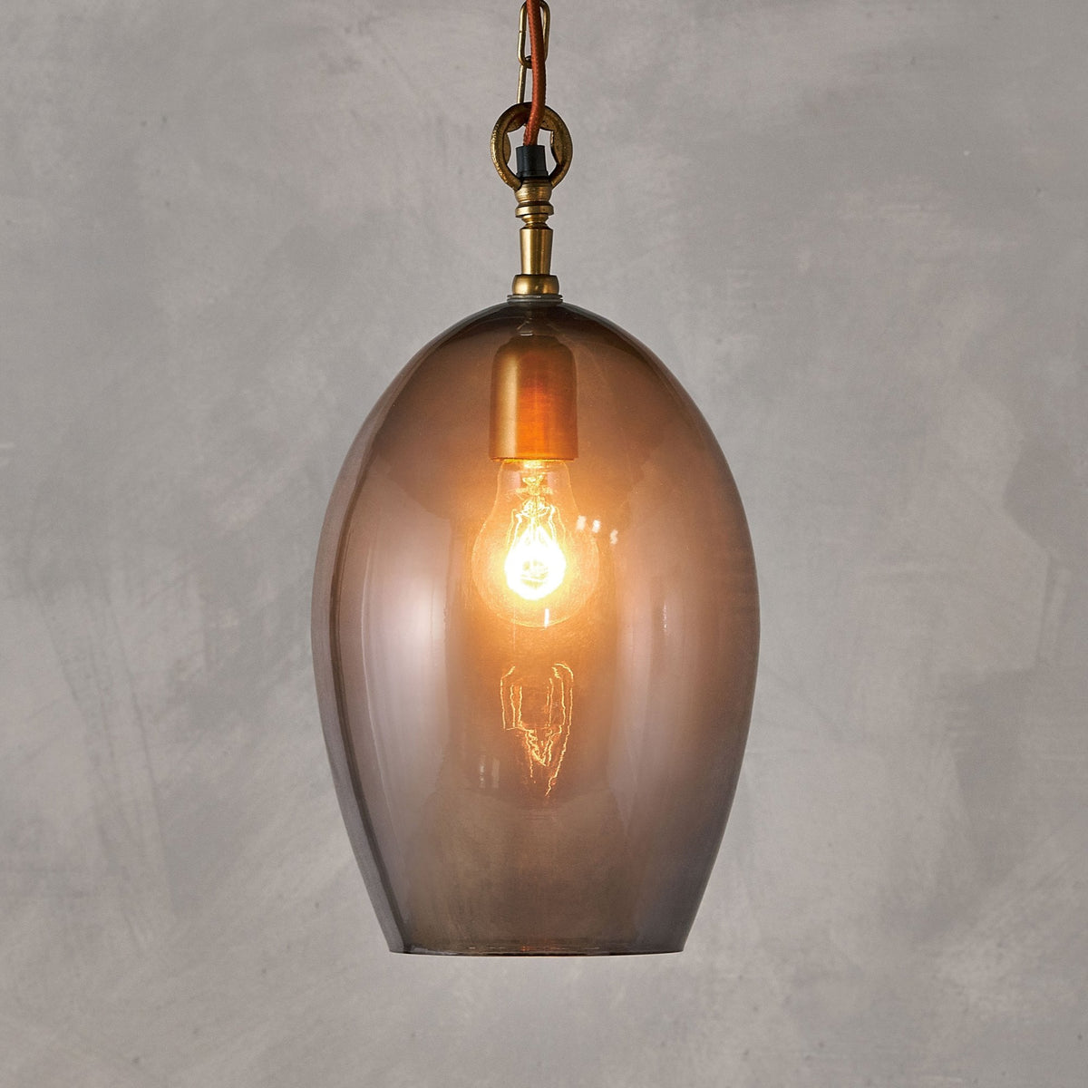 Otoro Large Oval Recycled Smoke Glass Pendant