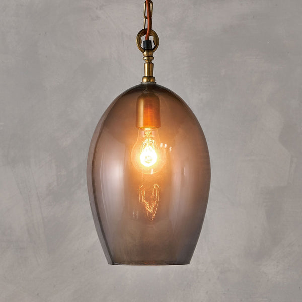 Otoro Large Oval Recycled Smoke Glass Pendant