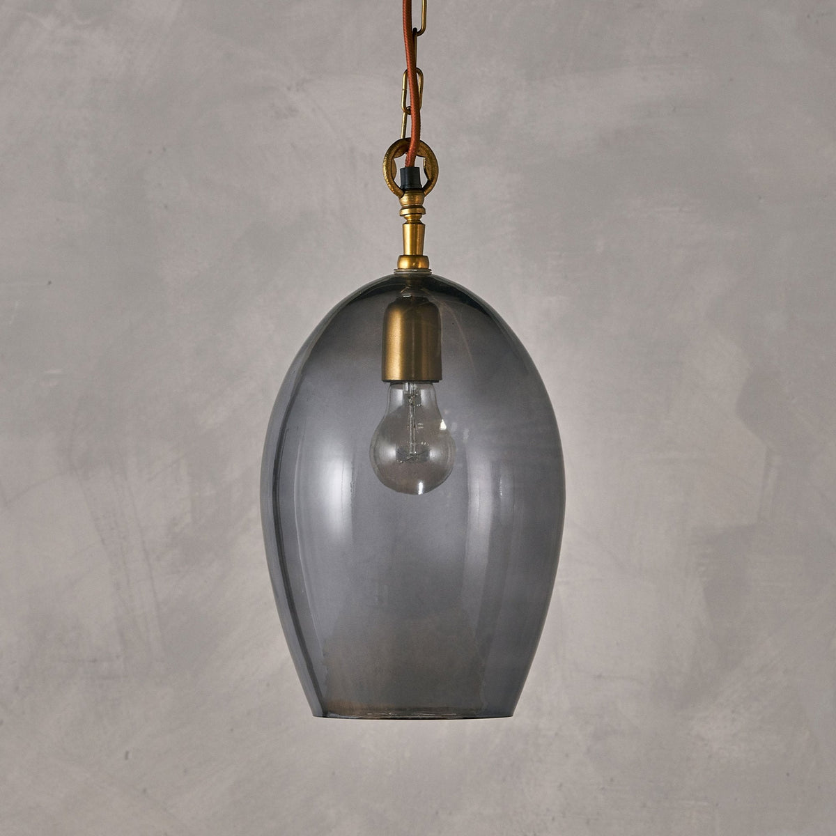 Otoro Large Oval Recycled Smoke Glass Pendant