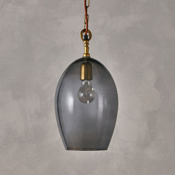 Otoro Large Oval Recycled Smoke Glass Pendant
