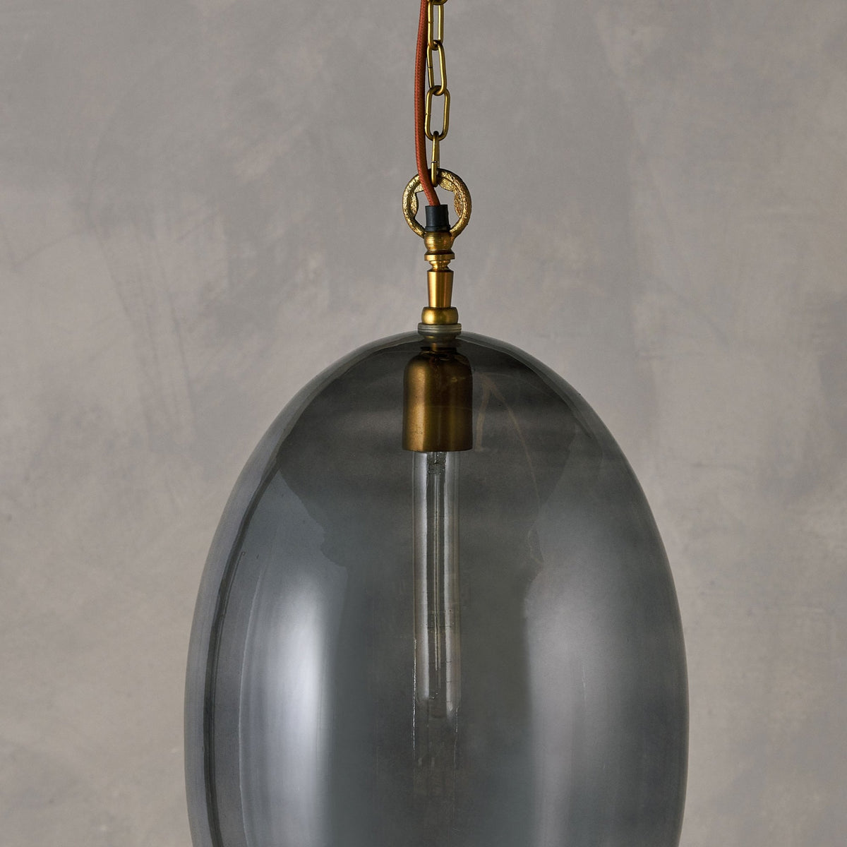 Otoro Large Oval Recycled Smoke Glass Pendant
