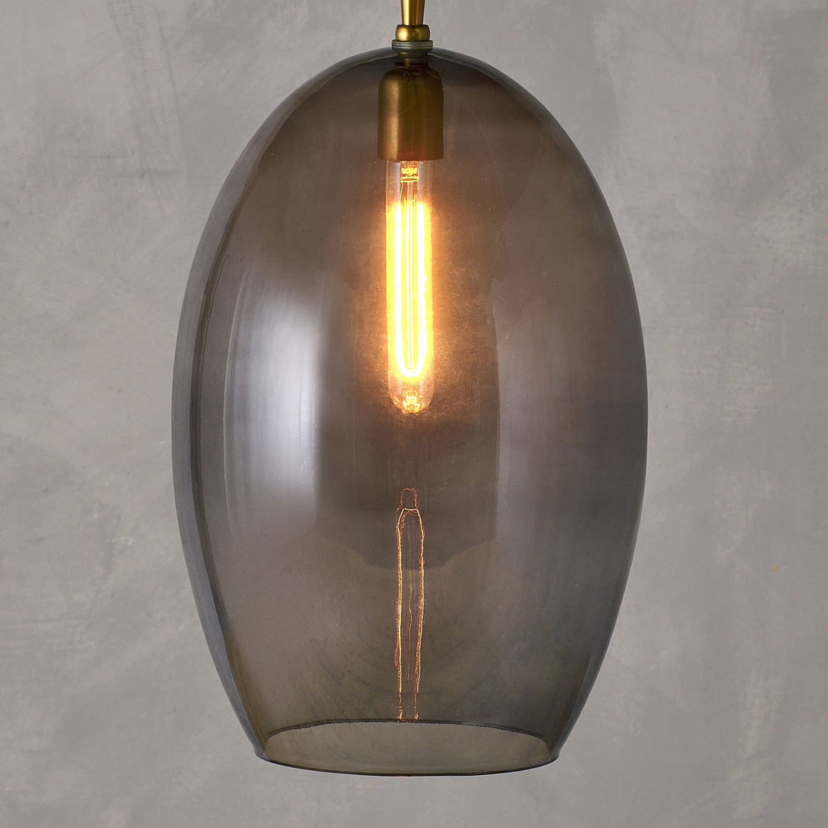 Otoro Large Oval Recycled Smoke Glass Pendant