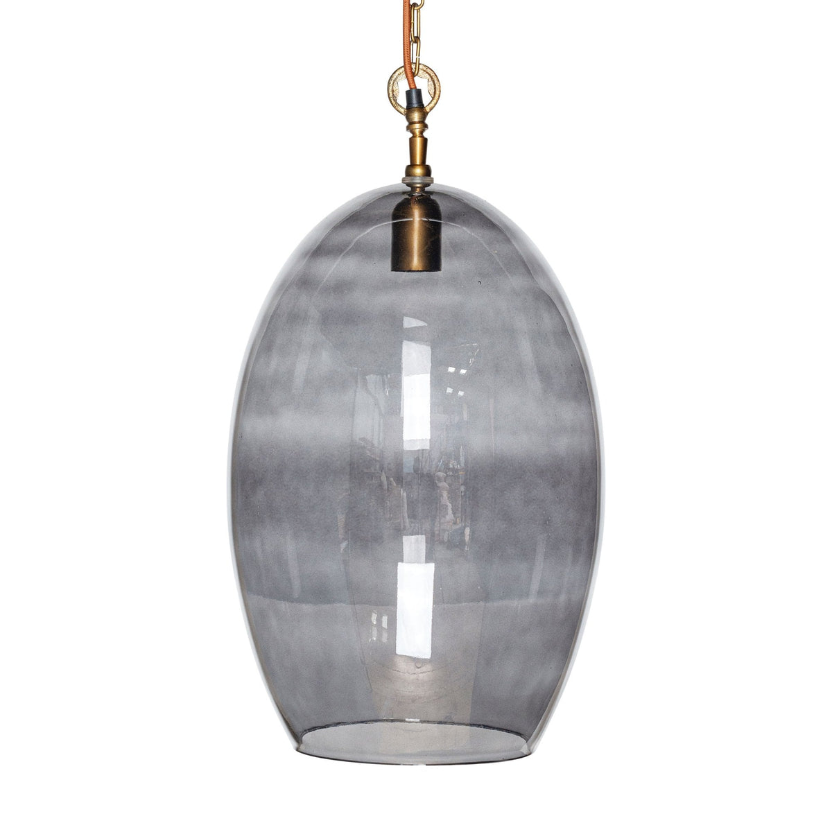 Otoro Large Oval Recycled Smoke Glass Pendant