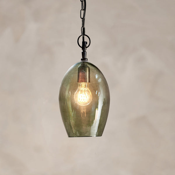 Otoro Small Oval Recycled Green Glass Pendant
