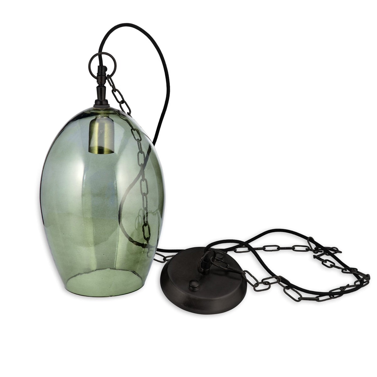 Otoro Small Oval Recycled Green Glass Pendant