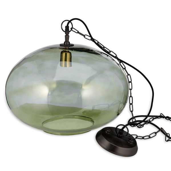Otoro Large Round Recycled Green Glass Pendant
