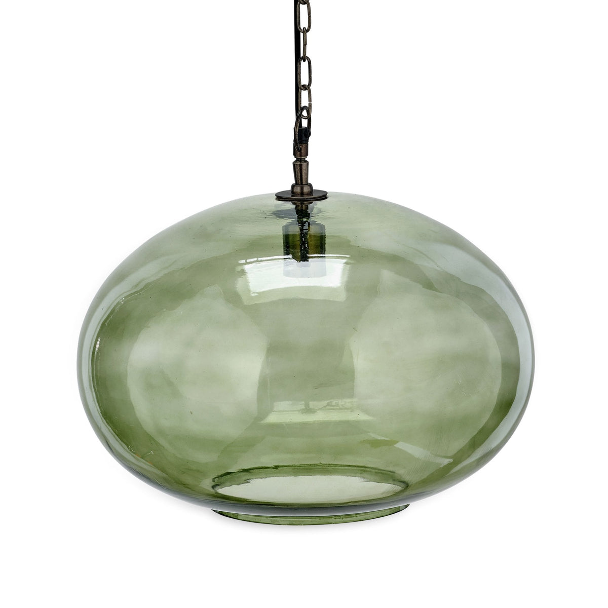 Otoro Large Round Recycled Green Glass Pendant