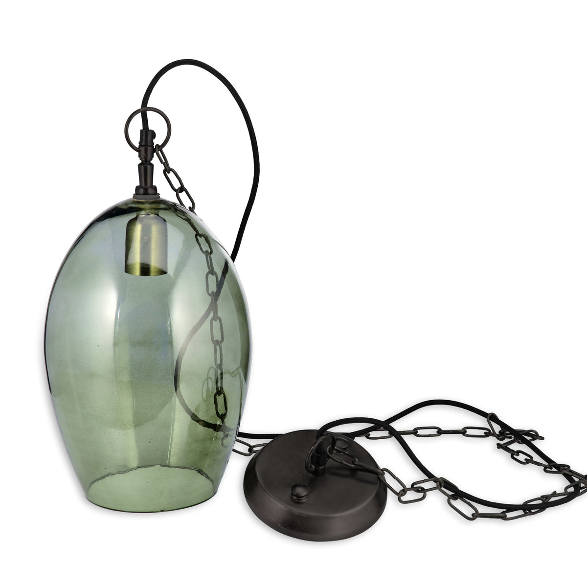 Otoro Large Oval Recycled Green Glass Pendant