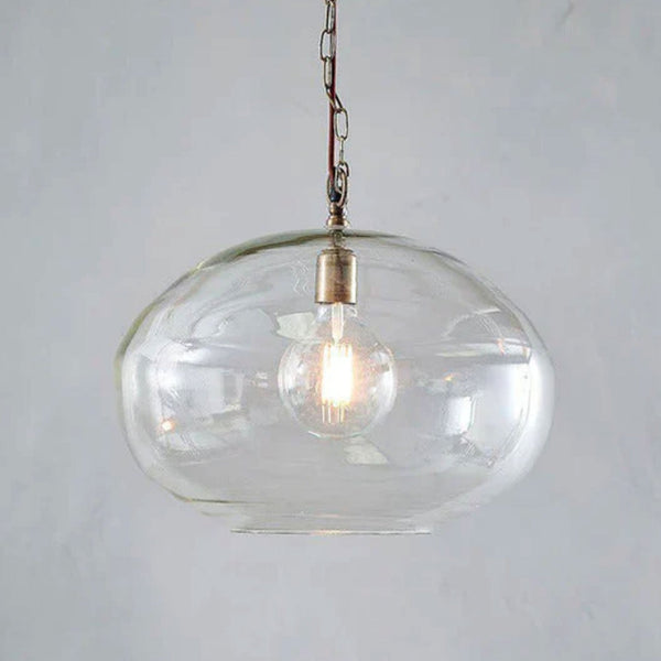 Otoro Large Round Recycled Clear Glass Pendant