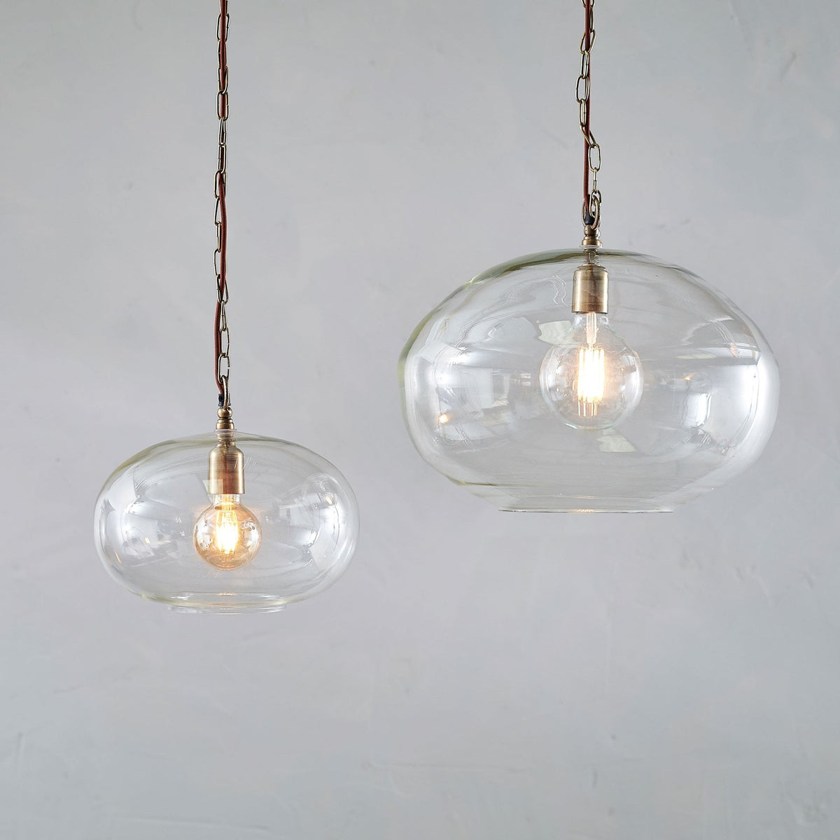 Otoro Large Round Recycled Clear Glass Pendant