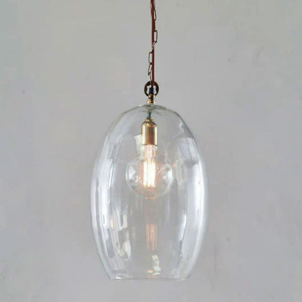 Otoro Large Oval Recycled Clear Glass Pendant