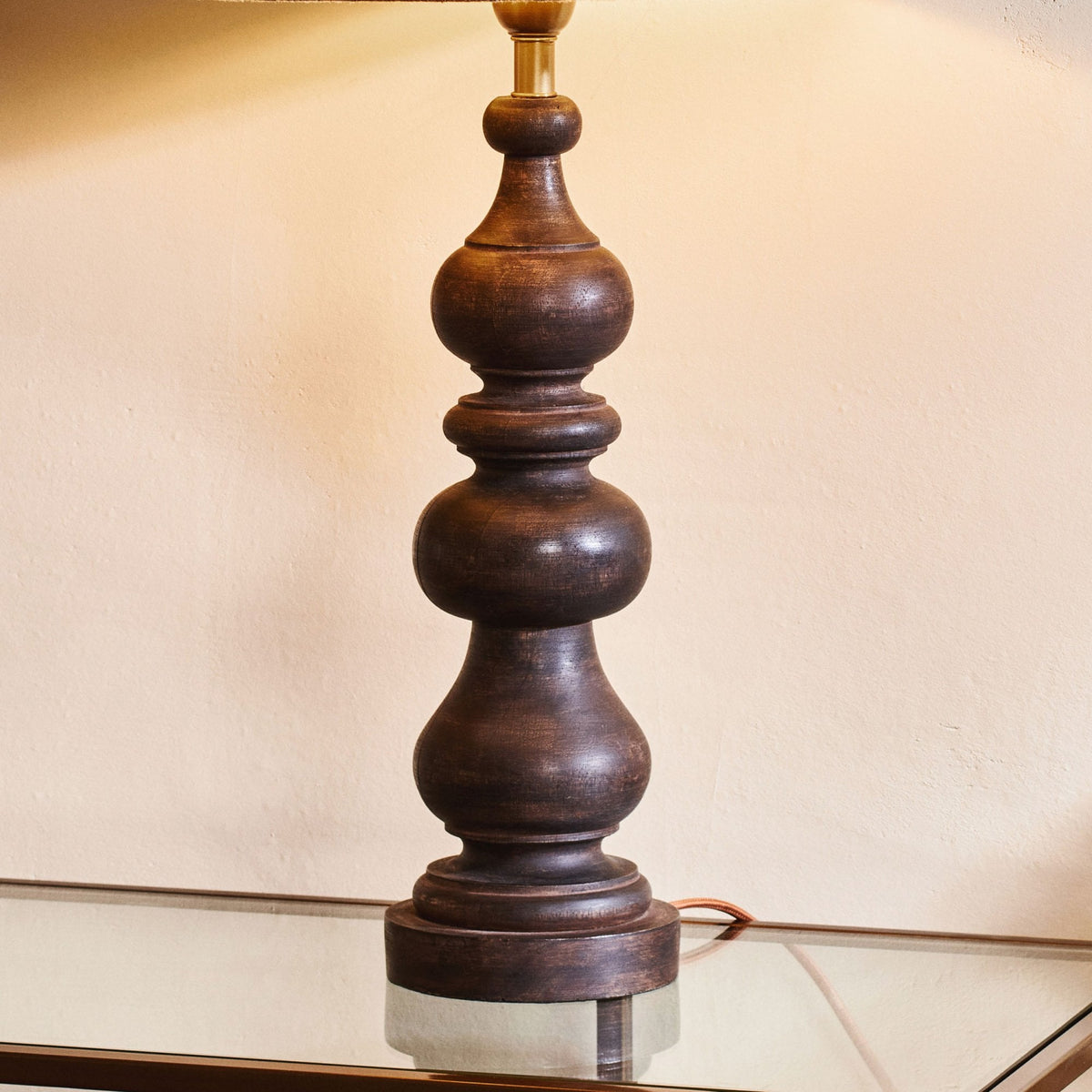 Manua Wood Dark Stain Table Lamp Base