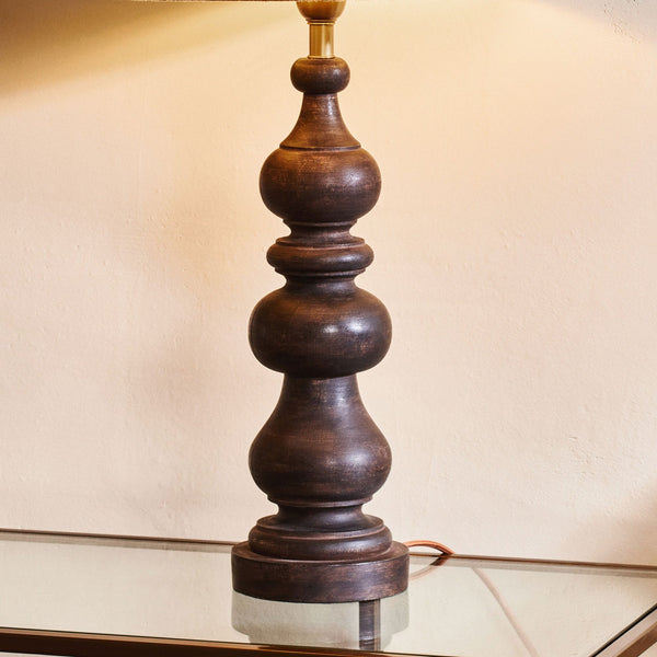 Manua Wood Dark Stain Table Lamp Base