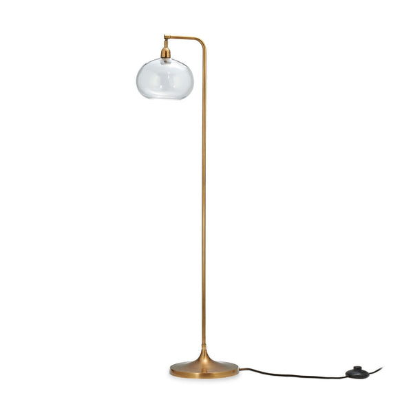 Mulia Antique Brass Floor Lamp with Clear Glass Shade