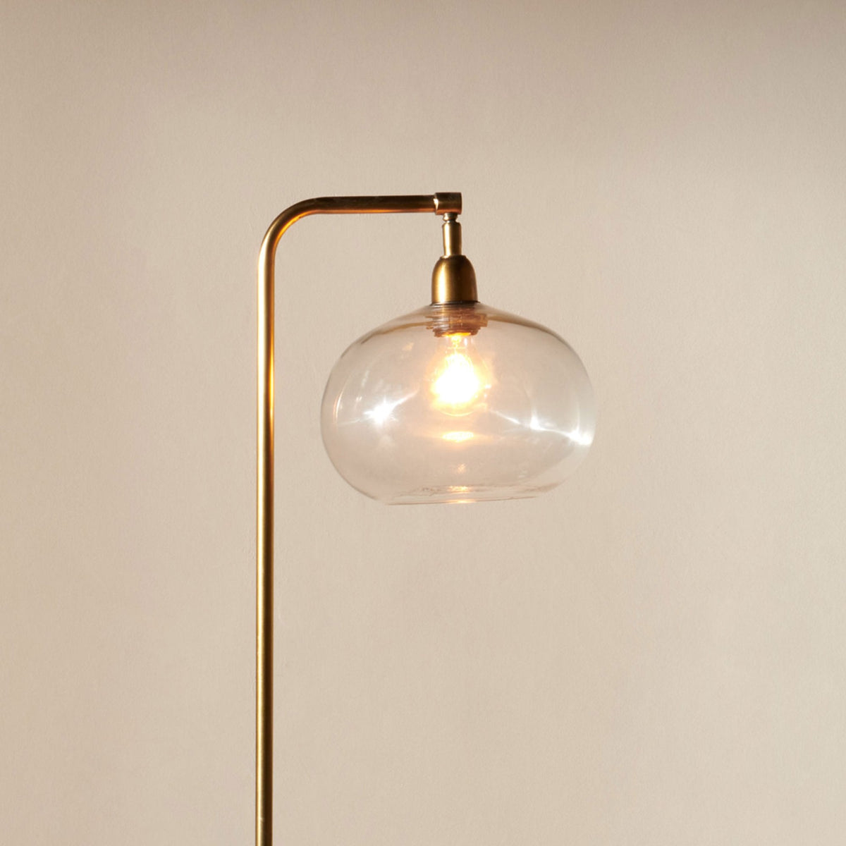 Mulia Antique Brass Floor Lamp with Clear Glass Shade