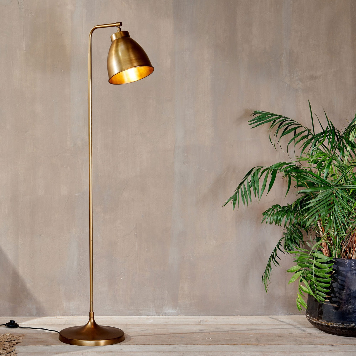 Muturi Floor Solid Brass Lamp with an Antique Finish