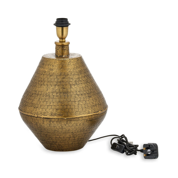 Nalgonda Large Table Lamp Base In Textured Antique Brass