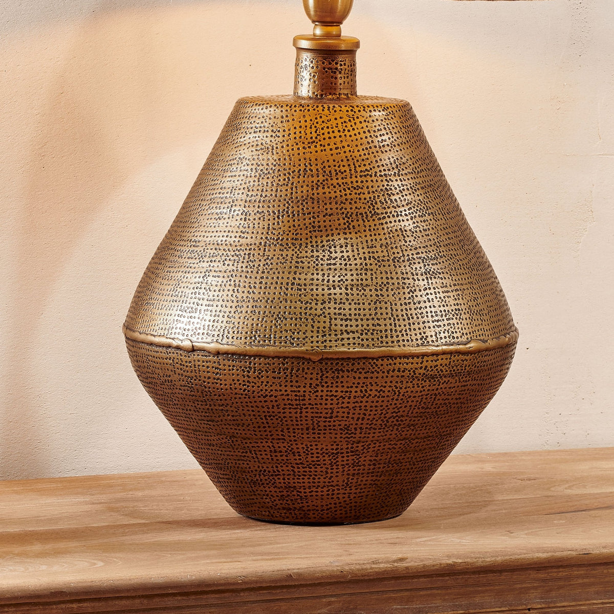 Nalgonda Large Table Lamp Base In Textured Antique Brass