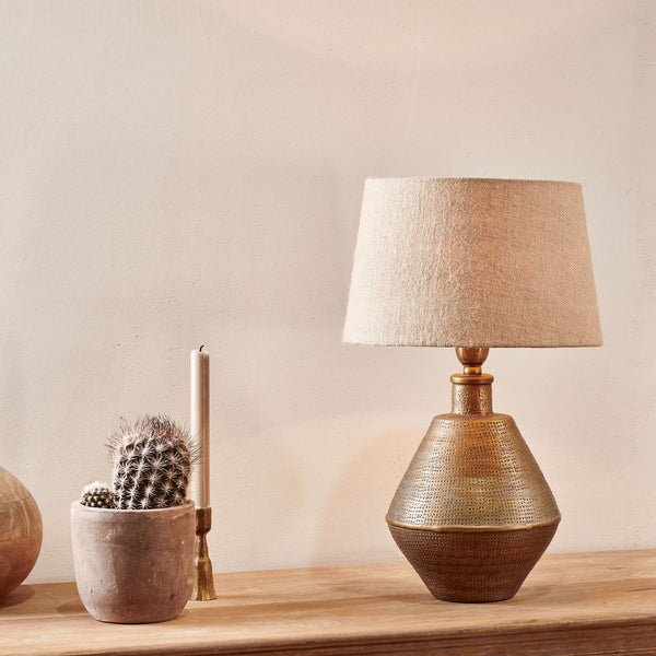 Nalgonda Small Table Lamp Base In Textured Antique Brass