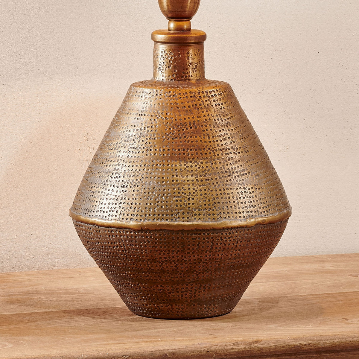 Nalgonda Small Table Lamp Base In Textured Antique Brass
