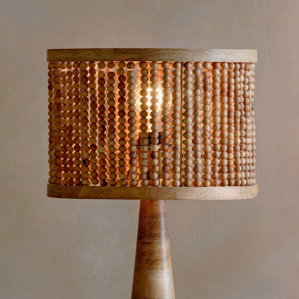 Neela Large Mango Wood Lampshade with Antique Brass Detail