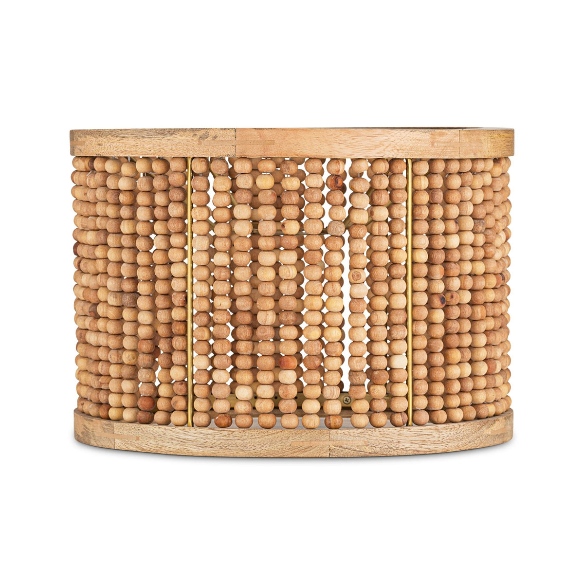 Neela Large Mango Wood Lampshade with Antique Brass Detail