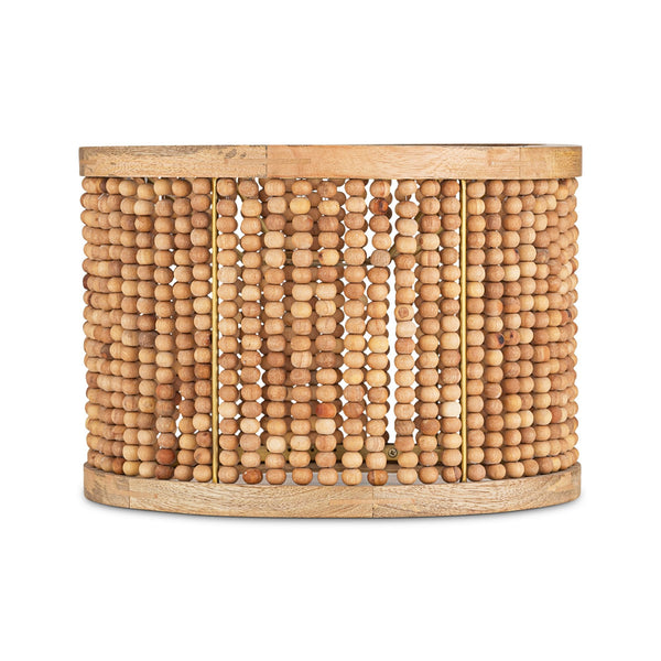 Neela Large Mango Wood Lampshade with Antique Brass Detail