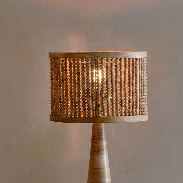 Neela Small Mango Wood Lampshade with Antique Brass Detail