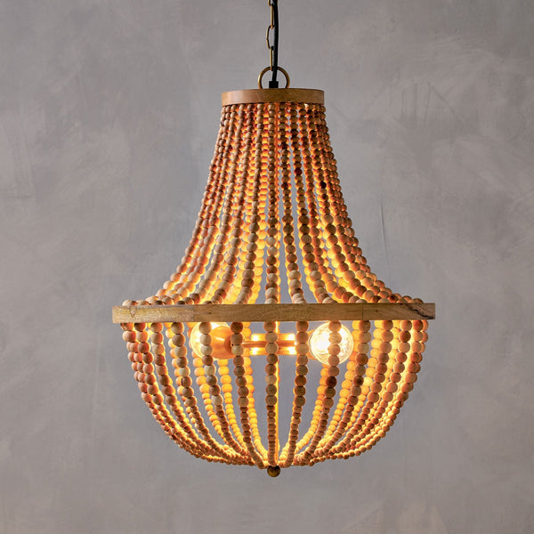 Neela Mango Wood Pendant with Antique Brass Detail