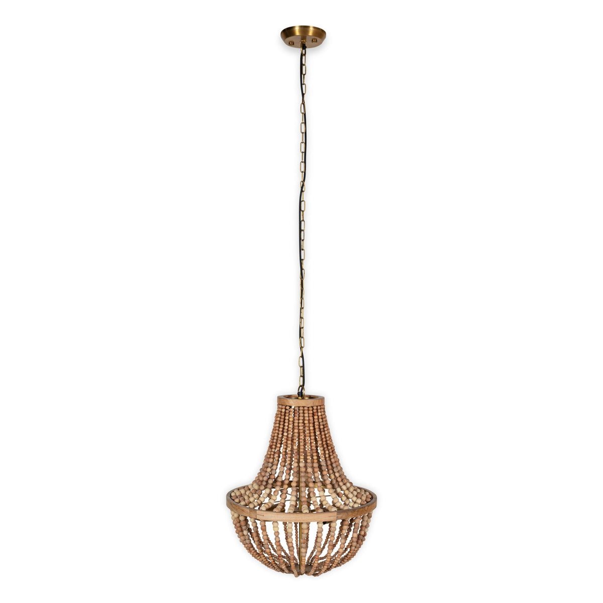 Neela Mango Wood Pendant with Antique Brass Detail