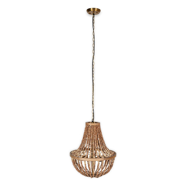 Neela Mango Wood Pendant with Antique Brass Detail