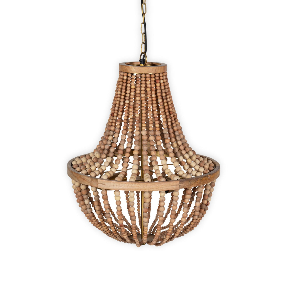 Neela Mango Wood Pendant with Antique Brass Detail