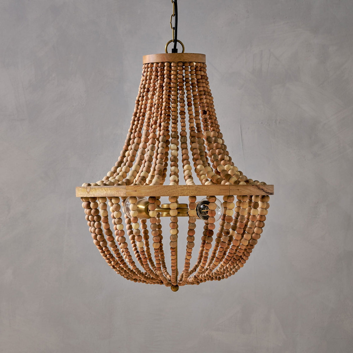 Neela Mango Wood Pendant with Antique Brass Detail