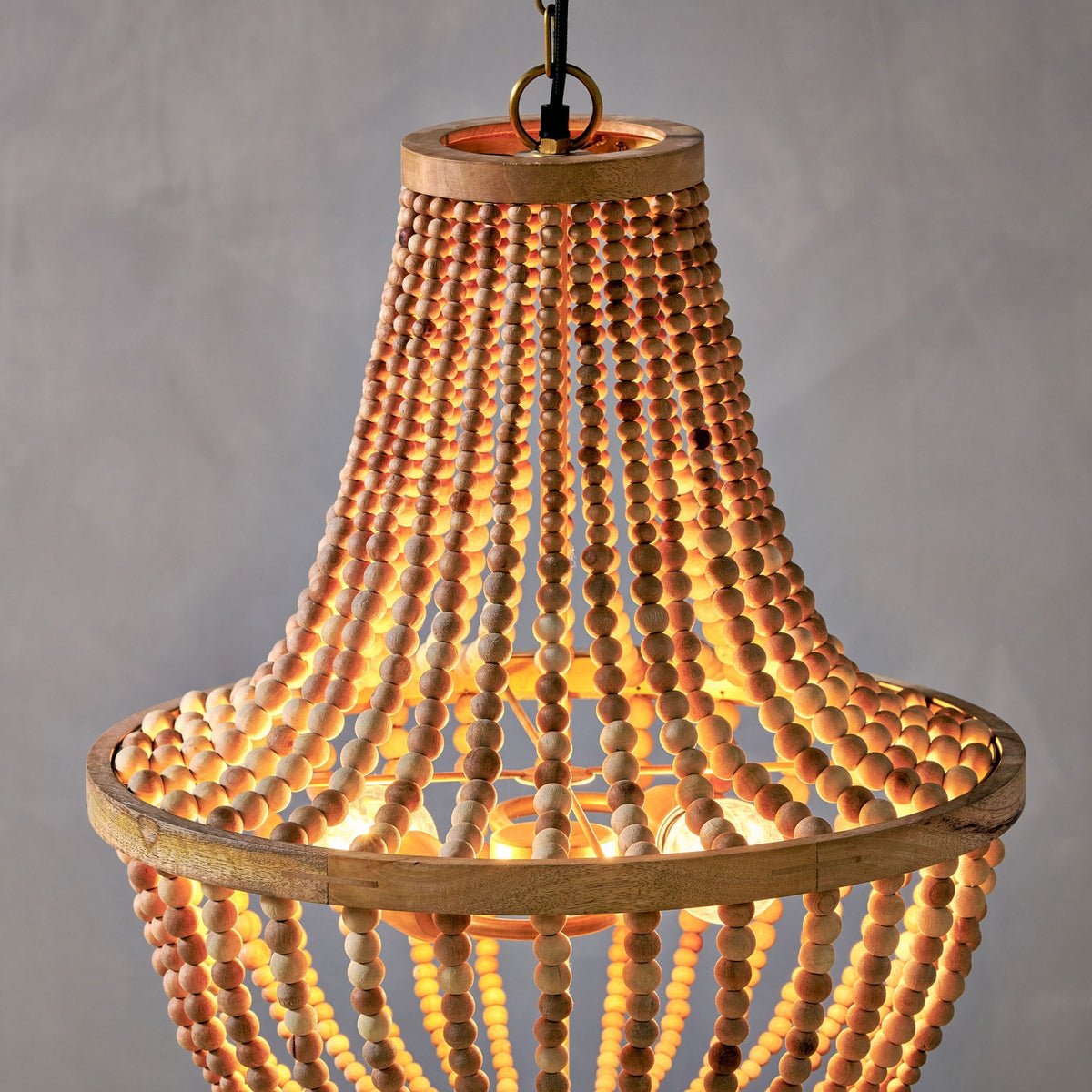 Neela Mango Wood Pendant with Antique Brass Detail