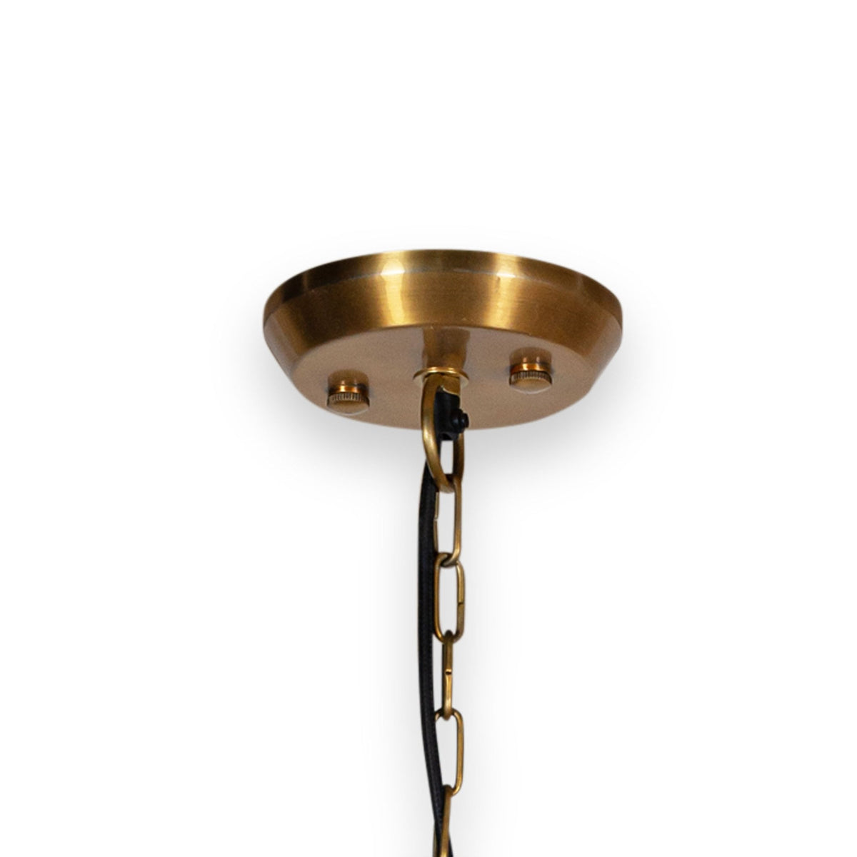 Neela Mango Wood Pendant with Antique Brass Detail