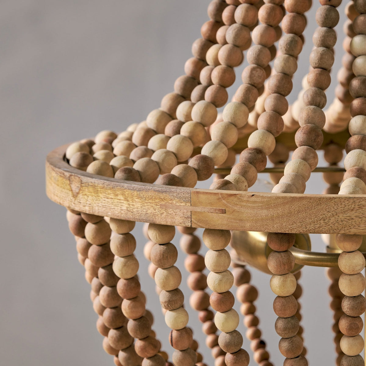 Neela Mango Wood Pendant with Antique Brass Detail